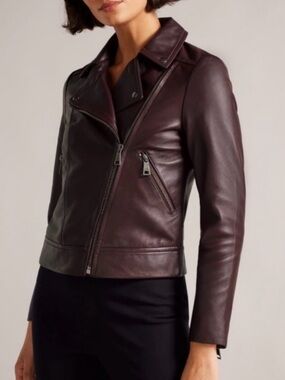 Ted Baker Dark Purple Pleather Biker Jacket